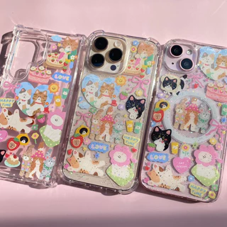 💫New พื้นใสเคลือบกลิต💕แก๊งแมวเหมียวและน้องคอร์กี้🐾 หมาโฮ่ง✨ver.ใหม่ล่าสุด
