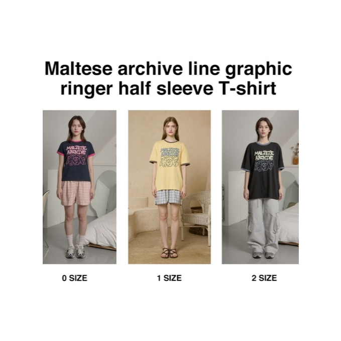 Waikei / Wai Kei Maltese Archive Line Graphic Ringer Half Sleeve T-Shirt (Navy)