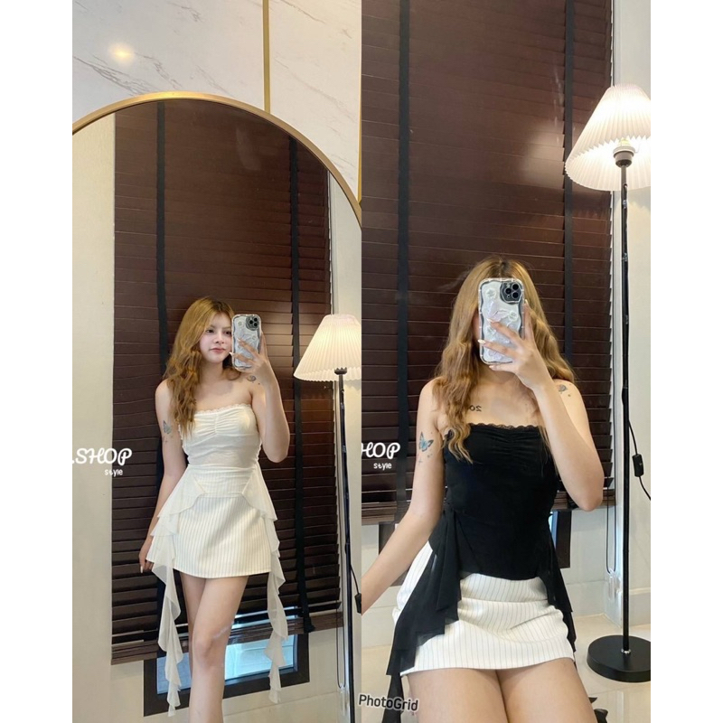 mnv_shop New Arrival เกาะอก ผ้าซีทรู มีซับด้านหน้า ชายแต่งระบาย สไตร์สาวเวียดนาม