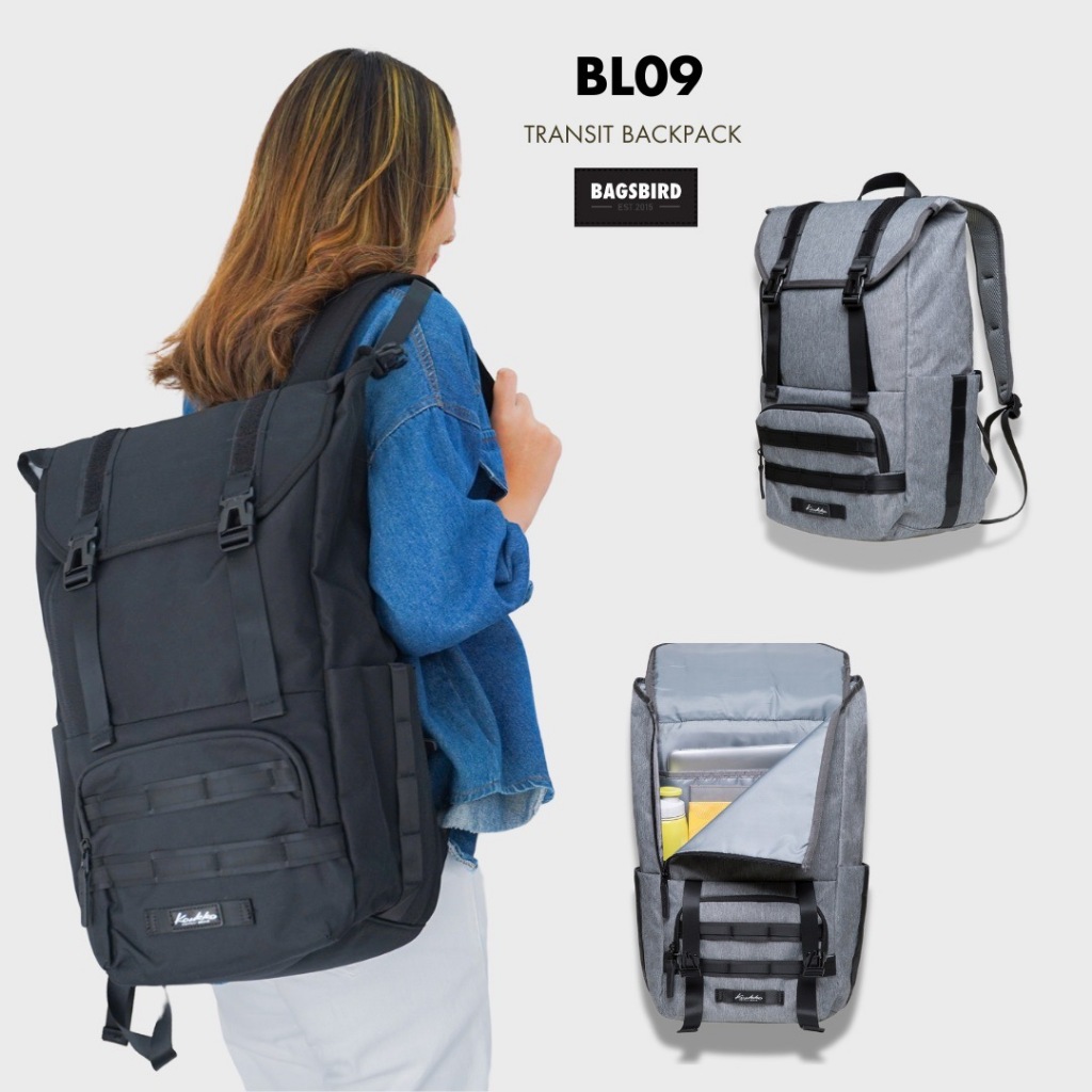 Bagsbird รุ่นBL09 เป้มีซิปเปิดลึกถึงครึ่งใบใส่เเล็ปท็อปได้15 นิ้วผ้า Water Resistant กันน้ำอย่างดี
