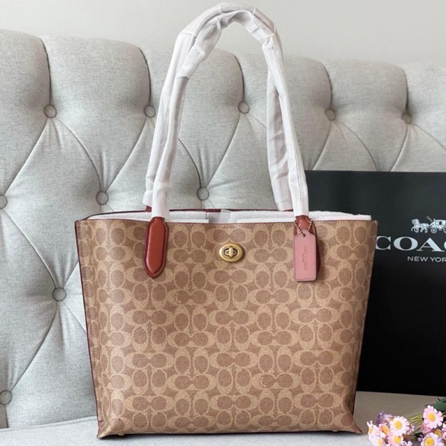 พร้อมส่งที่ไทยแท้ 100% ใบใหญ่ COACH WILLOW TOTE IN SIGNATURE CANVAS C0693 ขนาด 13“