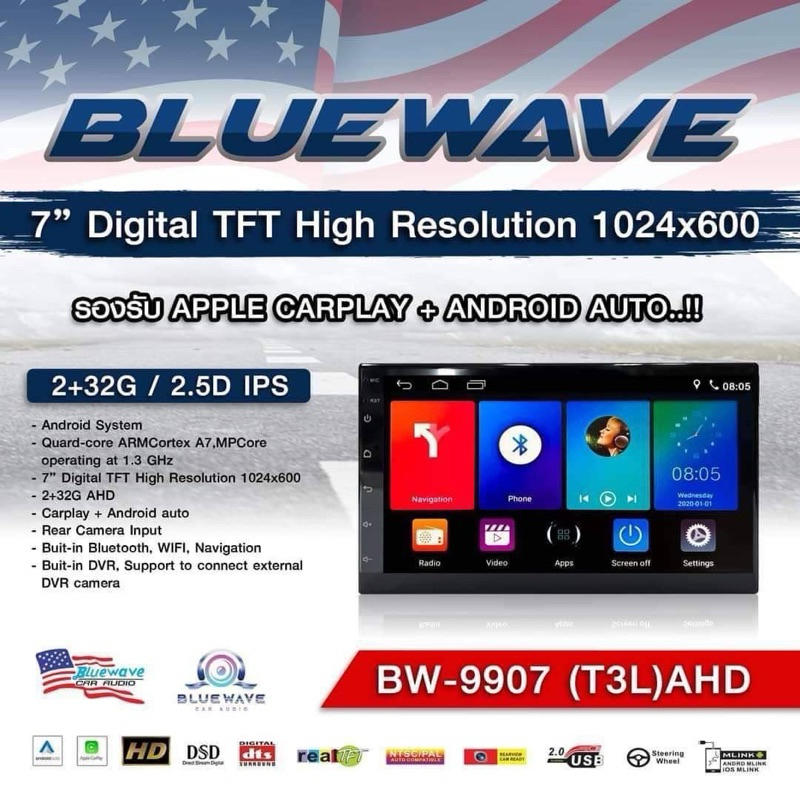 จอแอนดรอยด์ 7นิ้ว​ Bluewave​BW-9907 2+32G• แอนดรอย เวอร์ชั่น 10