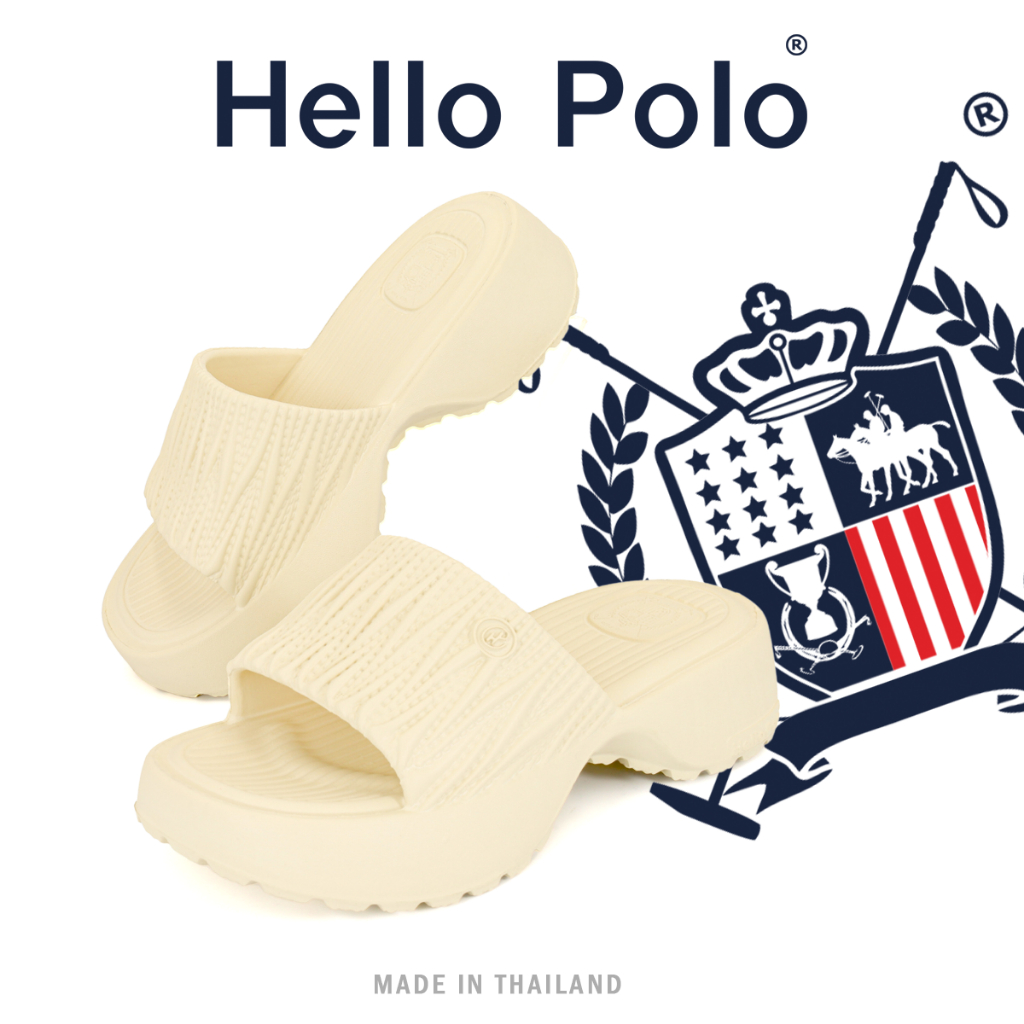Hello Polo รองเท้าแบบสวม รองเท้าแฟชั่น พื้นหนา กันลื่น รองเท้านิ่มเหมือนเหยียบอึ เบาสบาย ดีไซน์เพรียว รองเท้านุ่ม HP8040