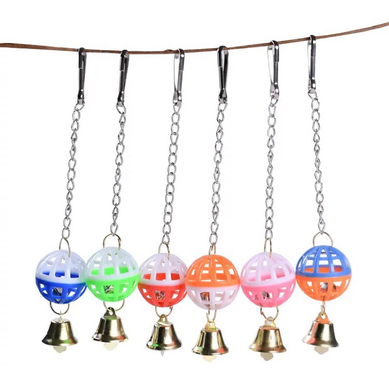 E-79 ของเล่นนกแก้ว ลูกบอลหลากสี มีกระดิ่ง ของเล่นนก