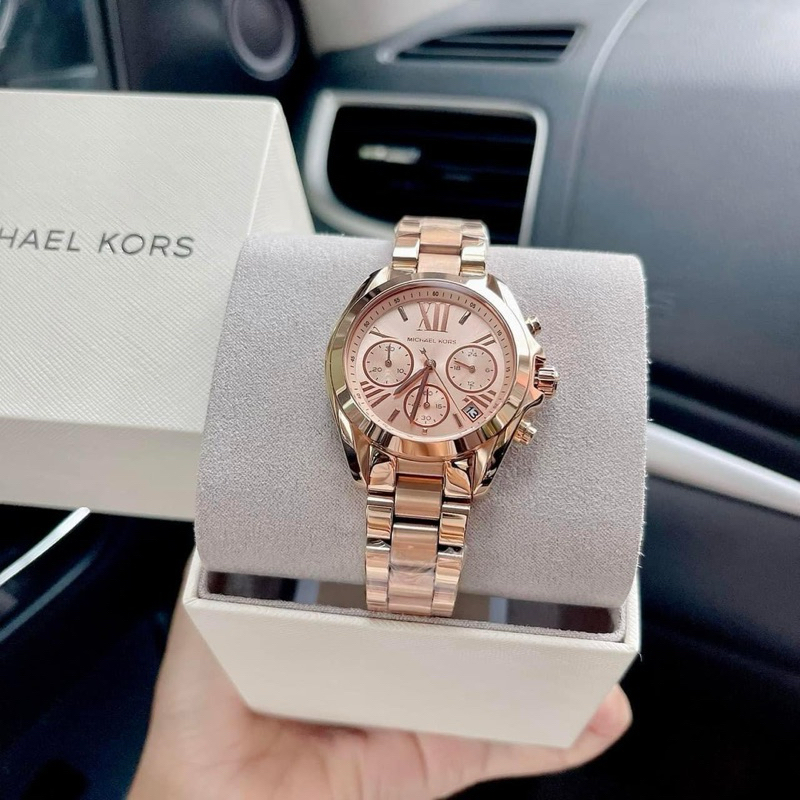 [ของแท้100%🇺🇸] นาฬิกาข้อมือ Michael kors MK5799 สีพิ้งโกล์ด ระบบโคโนกราฟ