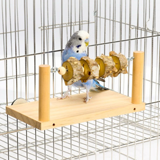 H-73 แท่นไม้ ของเล่นนก ไม้จากธรรมชาติ สำหรับนกแก้วยืน ของเล่…