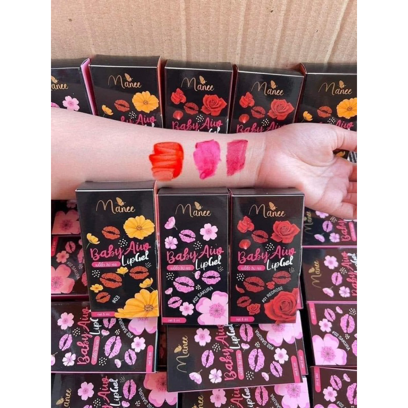 ลิปเจลเบบี้อิ๋ว Baby Aiu Lip Gel ลิปกันน้ำ ติดทนตลอดวัน สีสวยตรงปก 01 สีแดง