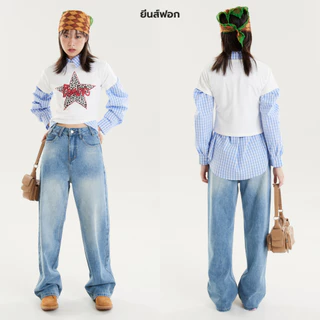 Bemingjeans003(XS-4XL) - Beming Straight Cut Jeans ขากระบอกกลางทรงตรง