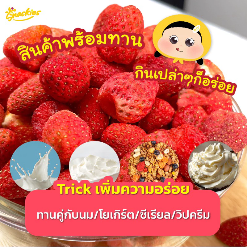 [ยกถัง] สตอเบอร์รี่ฟรีซดราย (จิ๋ว) 400g. หวานอมเปรี้ยว กรอบ กินเพลิน สตอจิ๋ว ขนม ของกิน snackies thumbnail 7