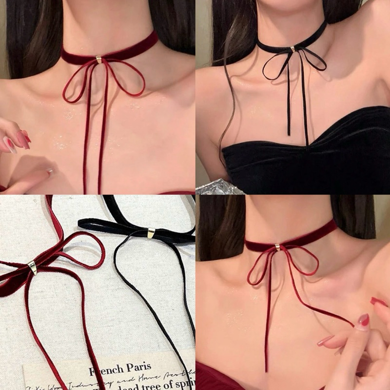 สร้อยคอ โชคเกอร์โบว์ โชคเกอร์คอสุดหรู โชคเกอร์โบว์ลุคหวานเซ็กซี่