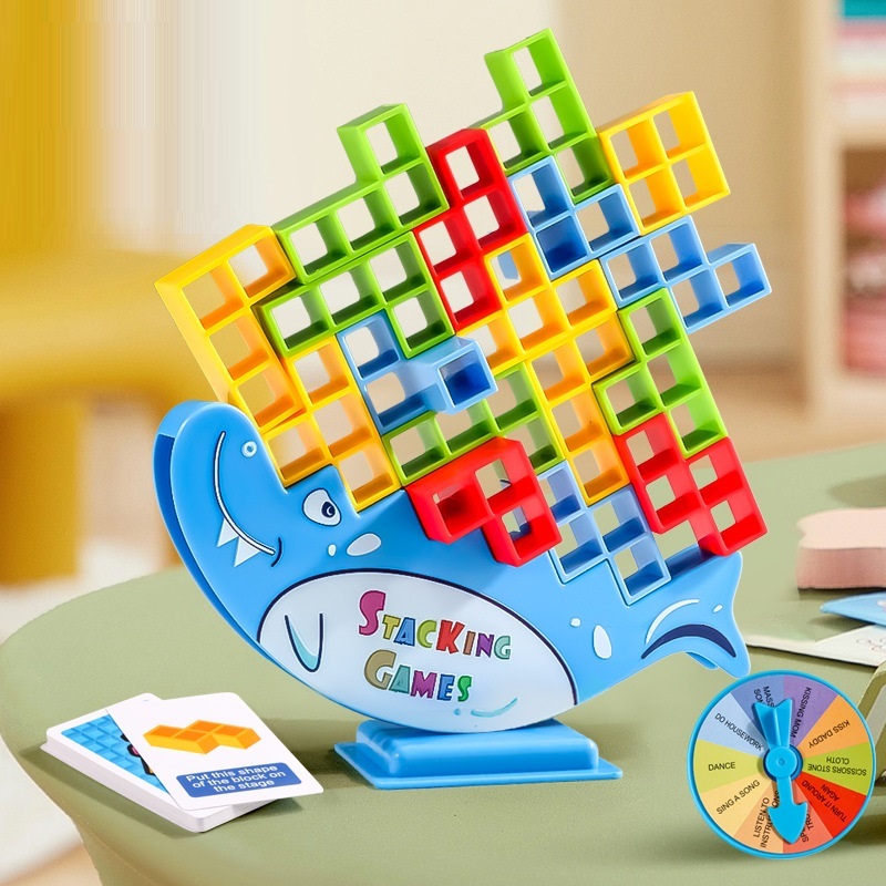 บล็อกตัวต่อ Tetris แบบฉลาม,ฮิปโป เกมกระดานสนุก ๆ ใช้ความคิดในการต่อ ของเล่นสำหรับเด็ก