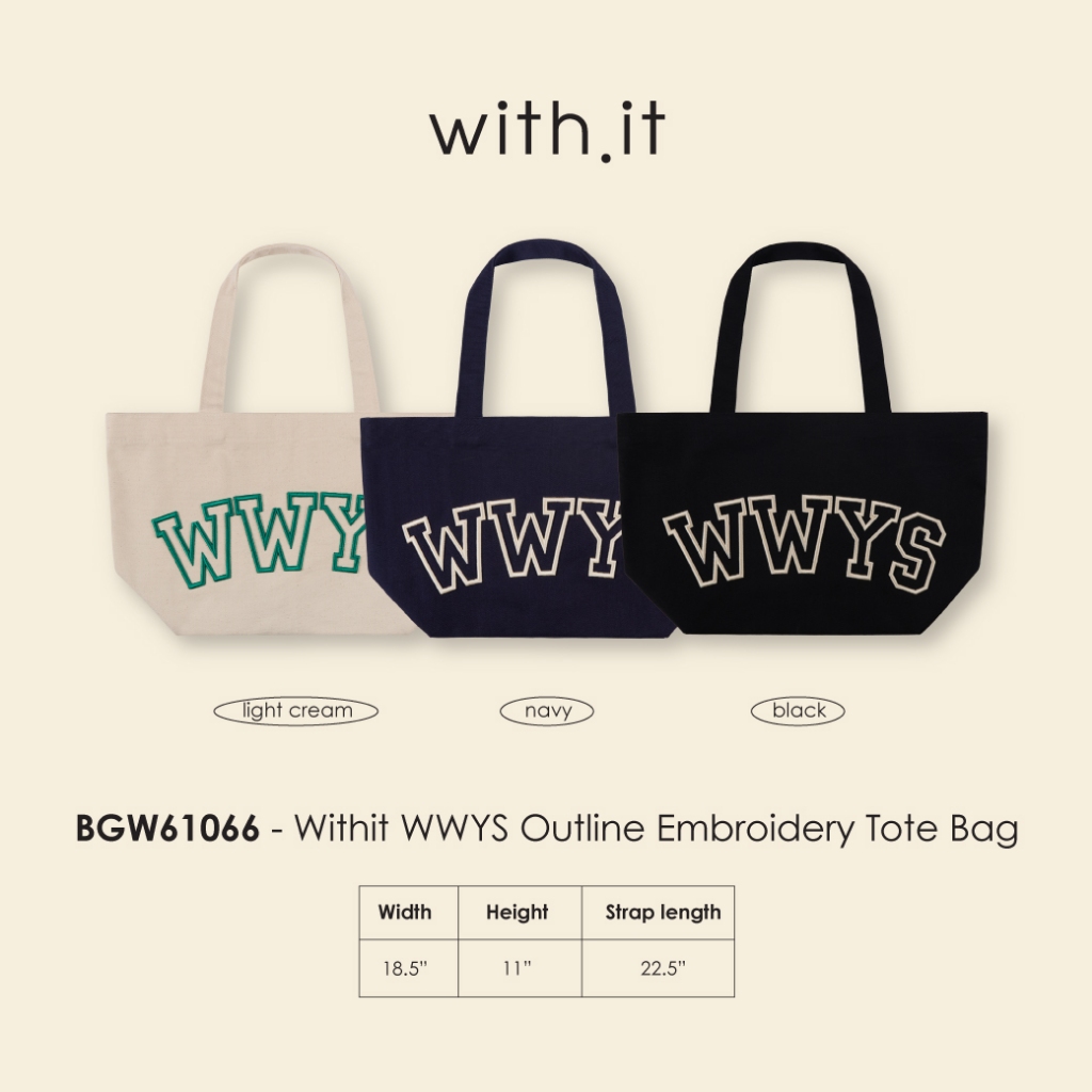 with.ti.store- BGW61066 กระเป๋า wwys ปักขอบวิทอิท