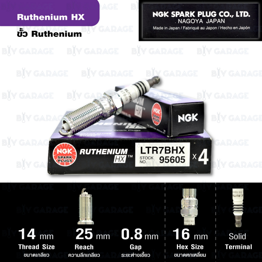NGK หัวเทียน Ruthenium HX ขั้ว Ruthenium LTR7BHX ( ใช้อัพเกรด LTR7IX-11 ) - Made in Japan