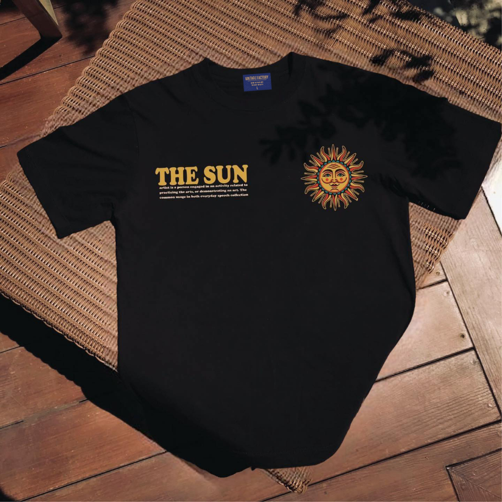 เสื้อยืด Cotton100% THE SUN - เทคนิคซิลค์สกรีน สีจมลงเนื้อผ้าติดแน่นทนนาน