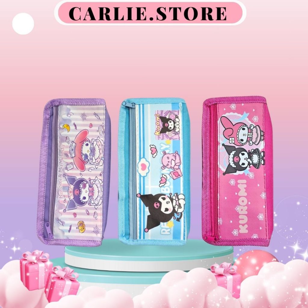 กระเป๋าดินสอ Pencil Bag ลาย Sanrio ลายคุโรมิ น่ารัก ช่องซิป 2 ช่อง กระเป๋าใส่ปากกาลายการ์ตูนน่ารักมาก