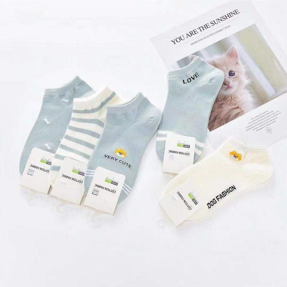 ถุงเท้าผู้หญิงข้อสั้น1เซต10คู่5สี5ลาย 10สี10ลาย ในเซตเดียว