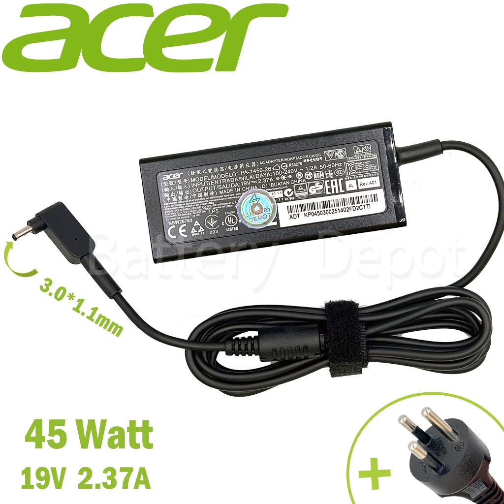 Acer Adapter ของแท้ Acer Spin 1 SP111-32N, SP111-34N / Spin 3 SP315-51 45W 3.0MM สายชาร์จ Acer, อะแด