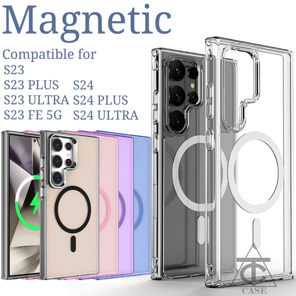 เคสโทรศัพท์มือถือ เข้ากันได้กับ Samsung S23 S24 s25 Ultra s23FE Plus อะคริลิคไฟฟ้า การชาร์จแบบไร้สายแบบแม่เหล็ก