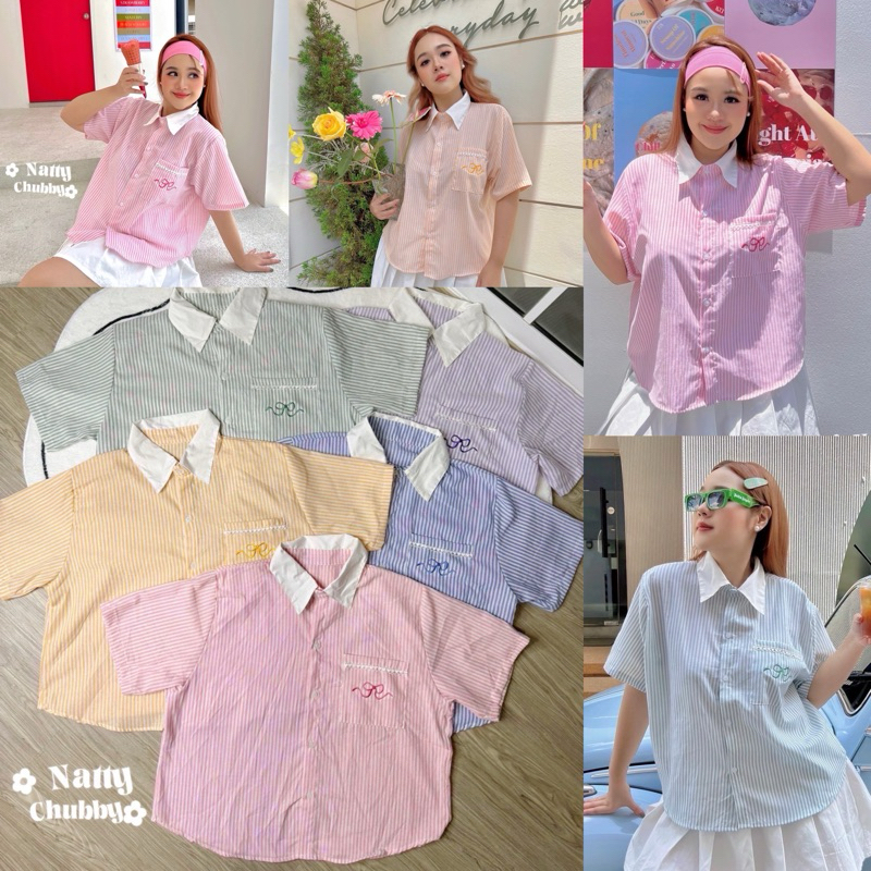 เสื้อเชิ้ตสาวอวบ เชิ้ตโอเวอร์ไซซ์ เสื้อสาวอวบ อก36-48นิ้ว Over size