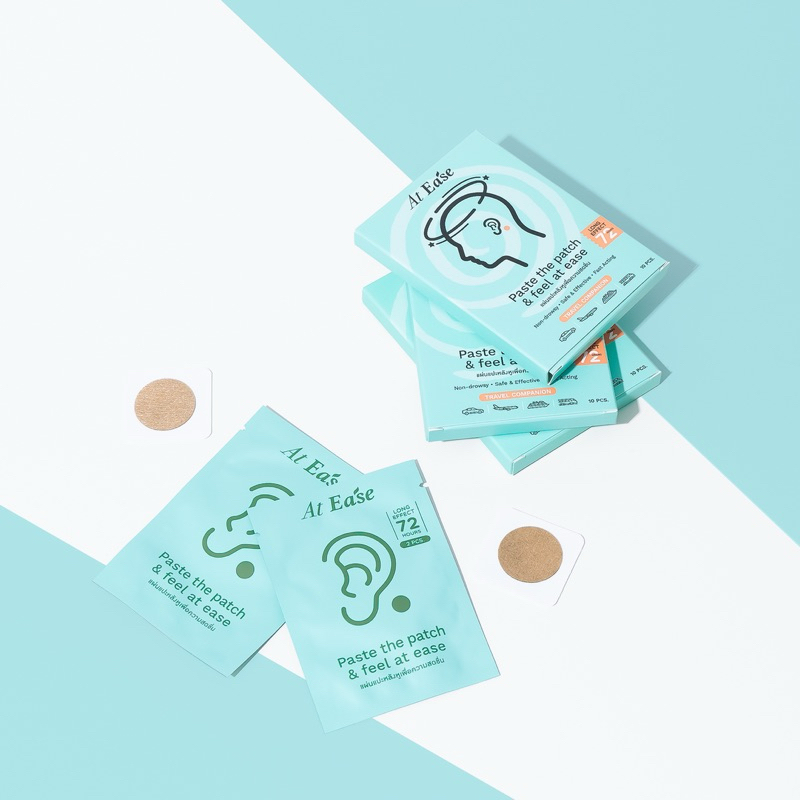 แผ่นแปะหลังหู At Ease แก้เมารถ เมาเรือ เมาเครื่องบิน แก้เวียน