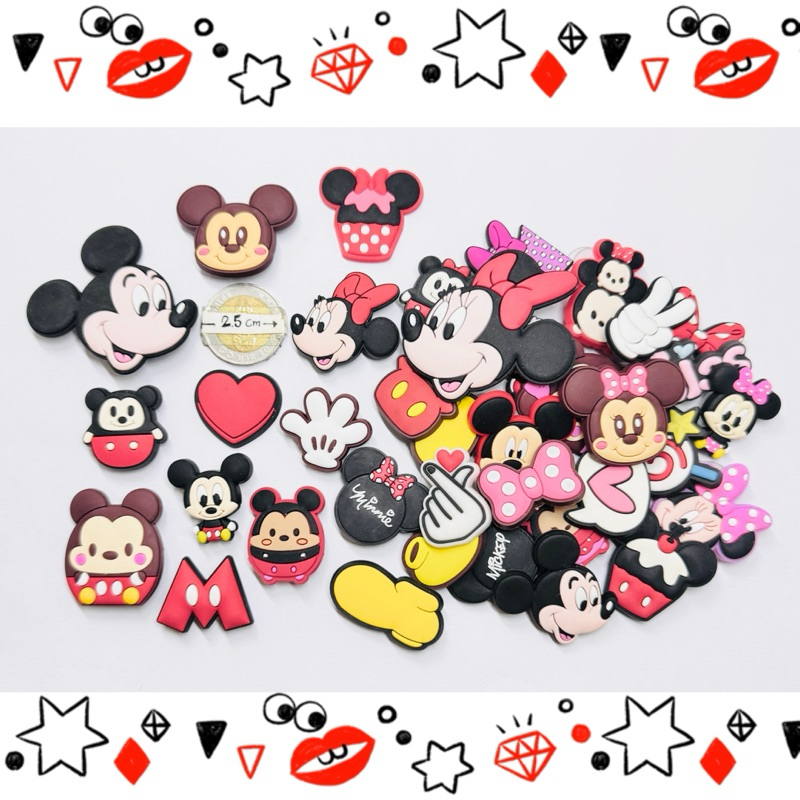 JB MK 🌈🐹🍒ตัวติดรองเท้ามีรู มิกกี้ “ มิกกี้เมาส์ A “ 👠🌈Shoe Charm “ Mickey World - A “ 🥿👠