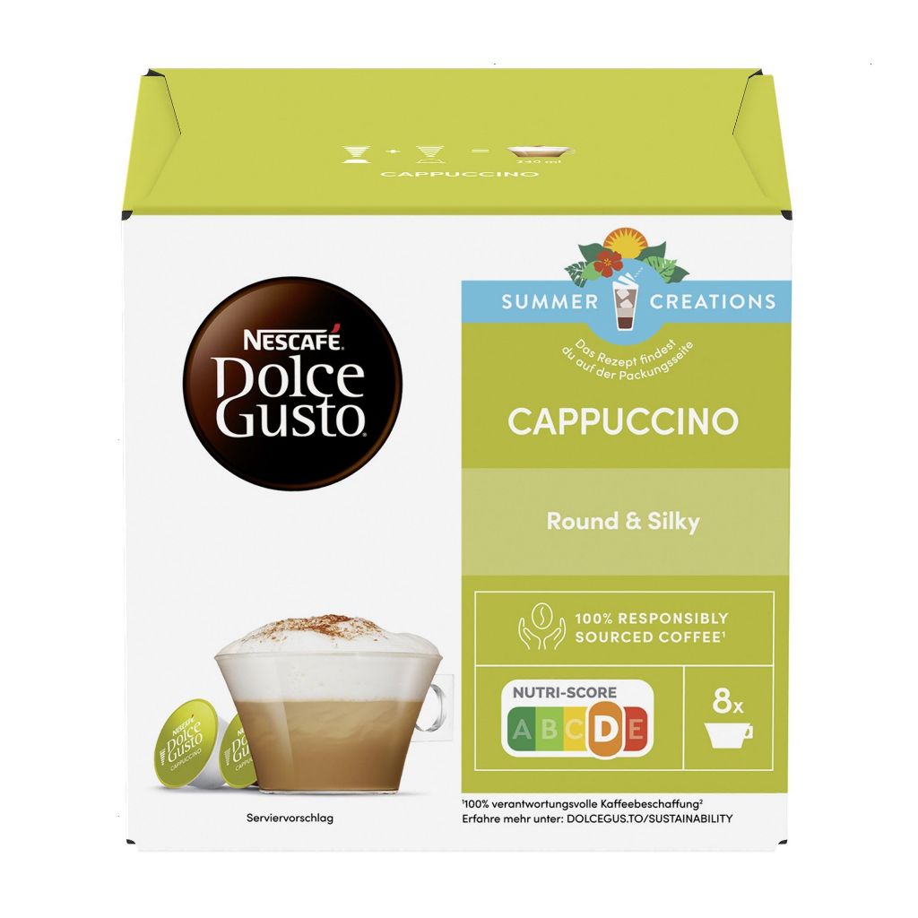 สินค้าลดล้างสต๊อก CAPPUCCINO (เขียว) คาปูชิโน่  NESCAFE DOLCE GUSTO 16 แคปซูล/ 1 กล่อง BBE: 10/2025
