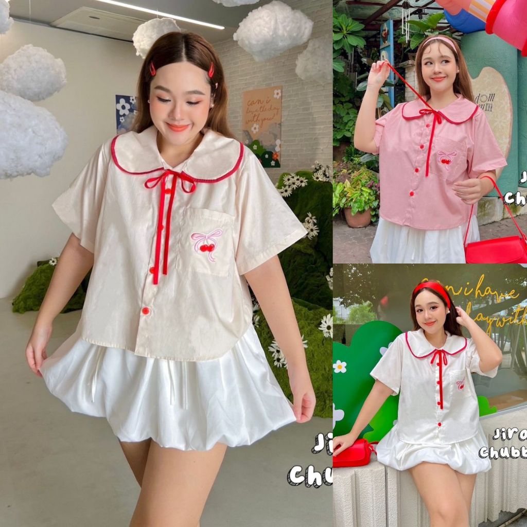 ส่งวันจันทร์ อาทิตย์ที่1 ธ.ค.หยุดนะคะ J045 เสื้อสาวอวบ ผ้าคอตตอน อกได้ถึง50นิ้ว หน้าผ้า52 นิ้ว