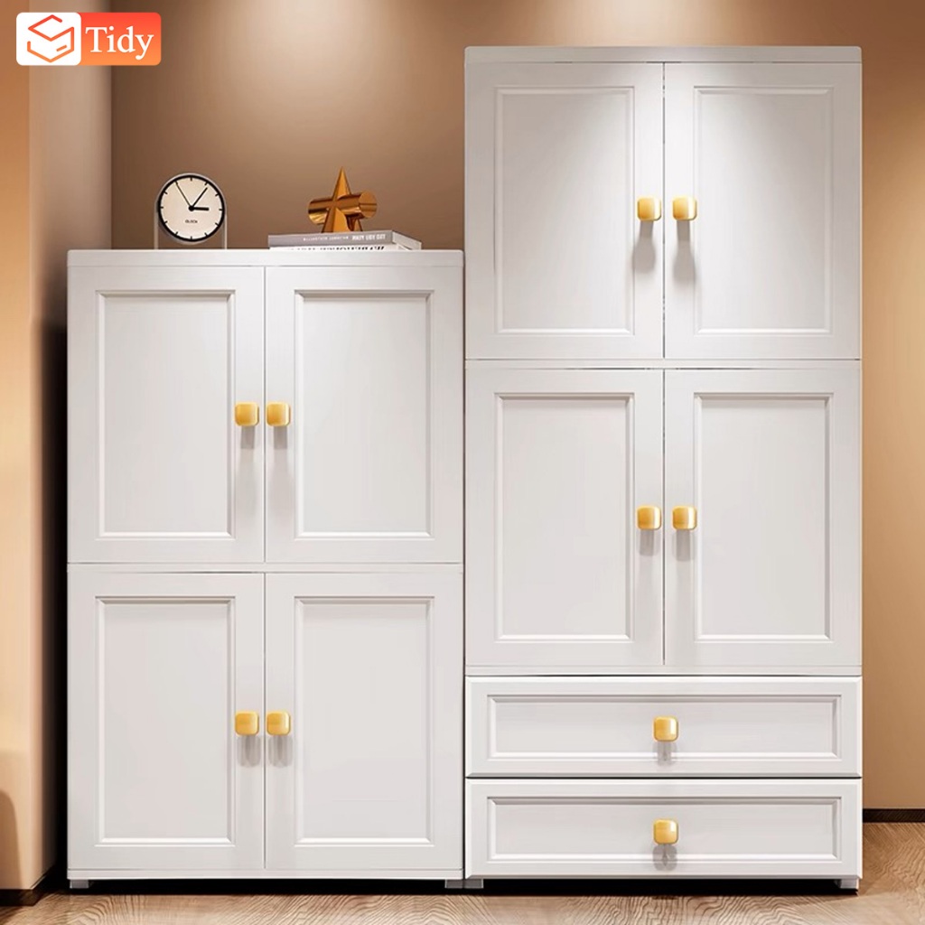 Tidyhome 70cm ตู้เสื้อผ้า พร้อมล้อเลื่อน ตู้เสื้อผ้าเด็ก ตู้เก็บของ ประตูคู่ ลิ้นชัก ตู้อเนกประสงค์