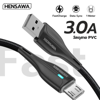 HENSAWA รุ่น US3098 สายชาร์จเร็ว 3A USB To L Micro Type-c สีดำ สายPVC 1m ชาร์จไว USB C Fast Charge Cable & Sync