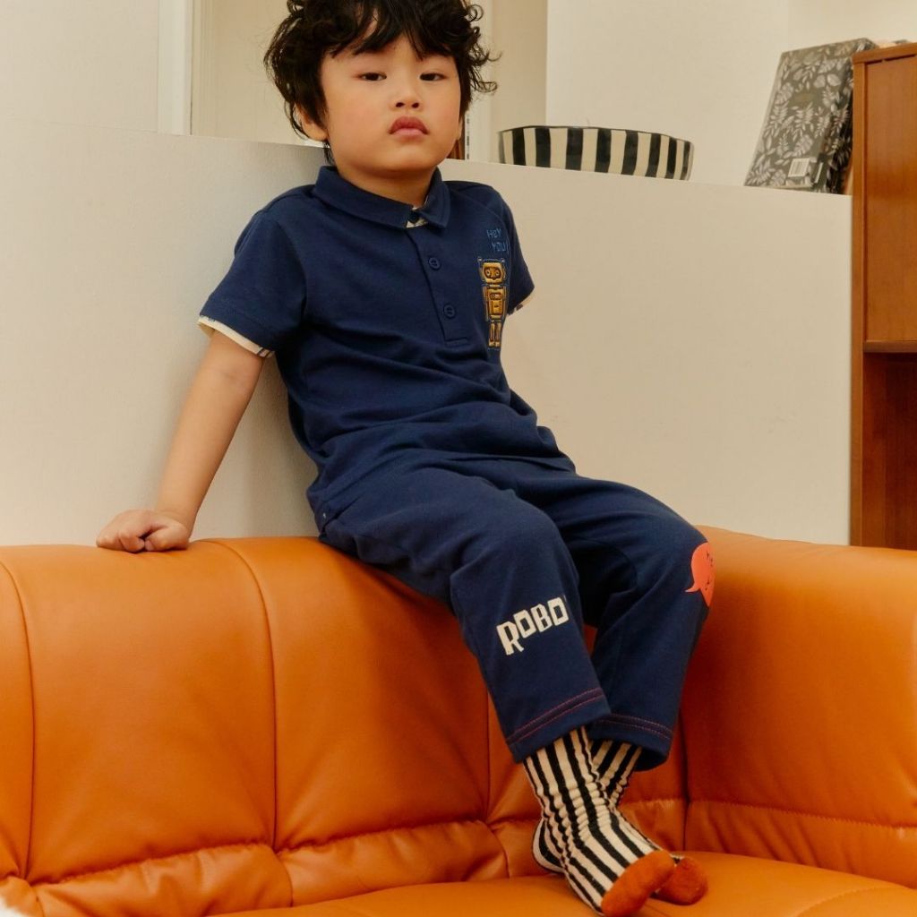 e'clat กางเกงขายาว กางเกงเด็กผู้ชาย 1-6ปี เอวยางยืด มีกระเป๋า ผ้าcotton เกล็ดปลาผ้าทอพิเศษ ผ้านุ่ม ยืด อยู่ทรง 9025