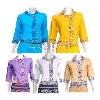 เสื้อผ้าฝ้าย เสื้อผ้าผู้หญิง เสื้อแต่งลายครอสติส