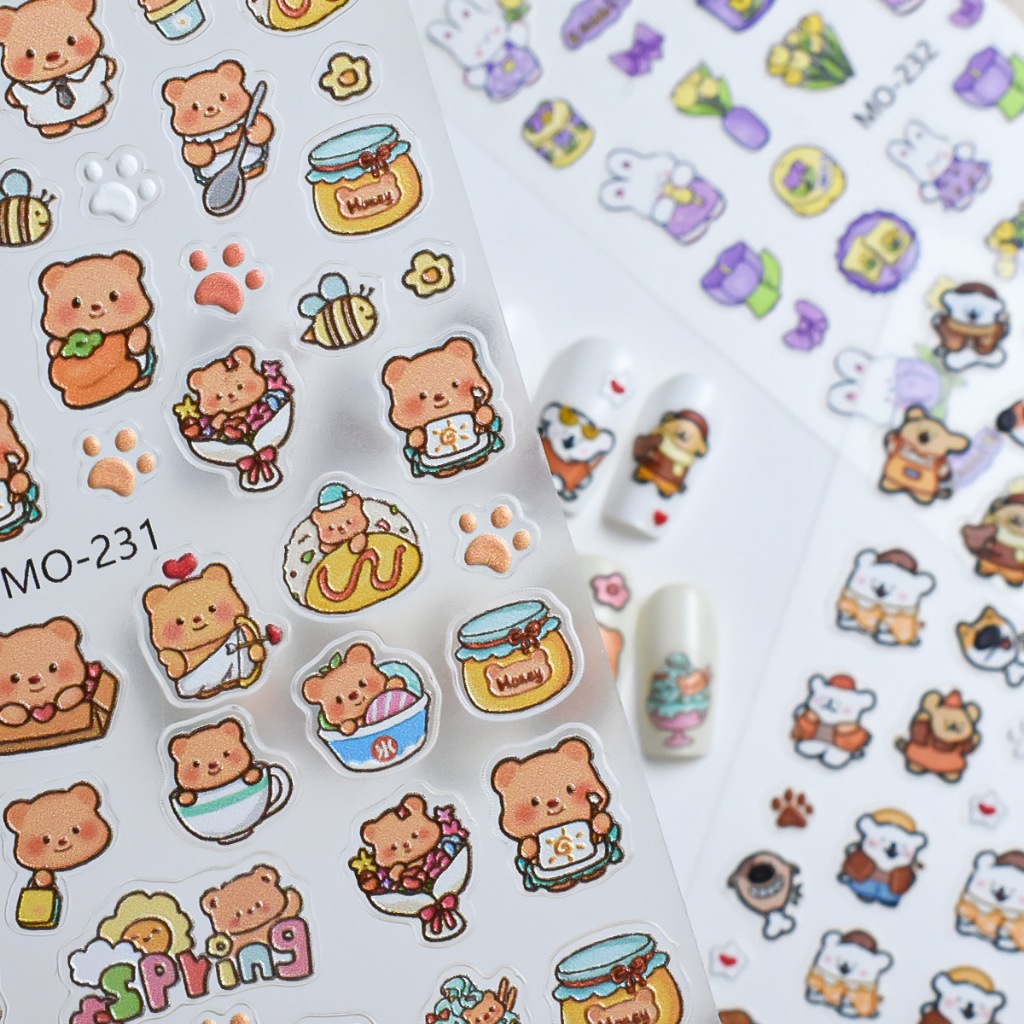 Nail   เล็บสติกเกอร์ แฟชั่น งานเลี้ยงสังสรรค์ หมี เชอรี่ ดอกไม้ กระต่าย ดอกเดซี