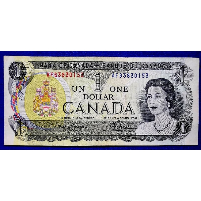แบงก์​เก่า แคนาดา​ Canada​, 1 Dollars,​(รุ่น​เก่า), ใช้แล้ว,​B1382
