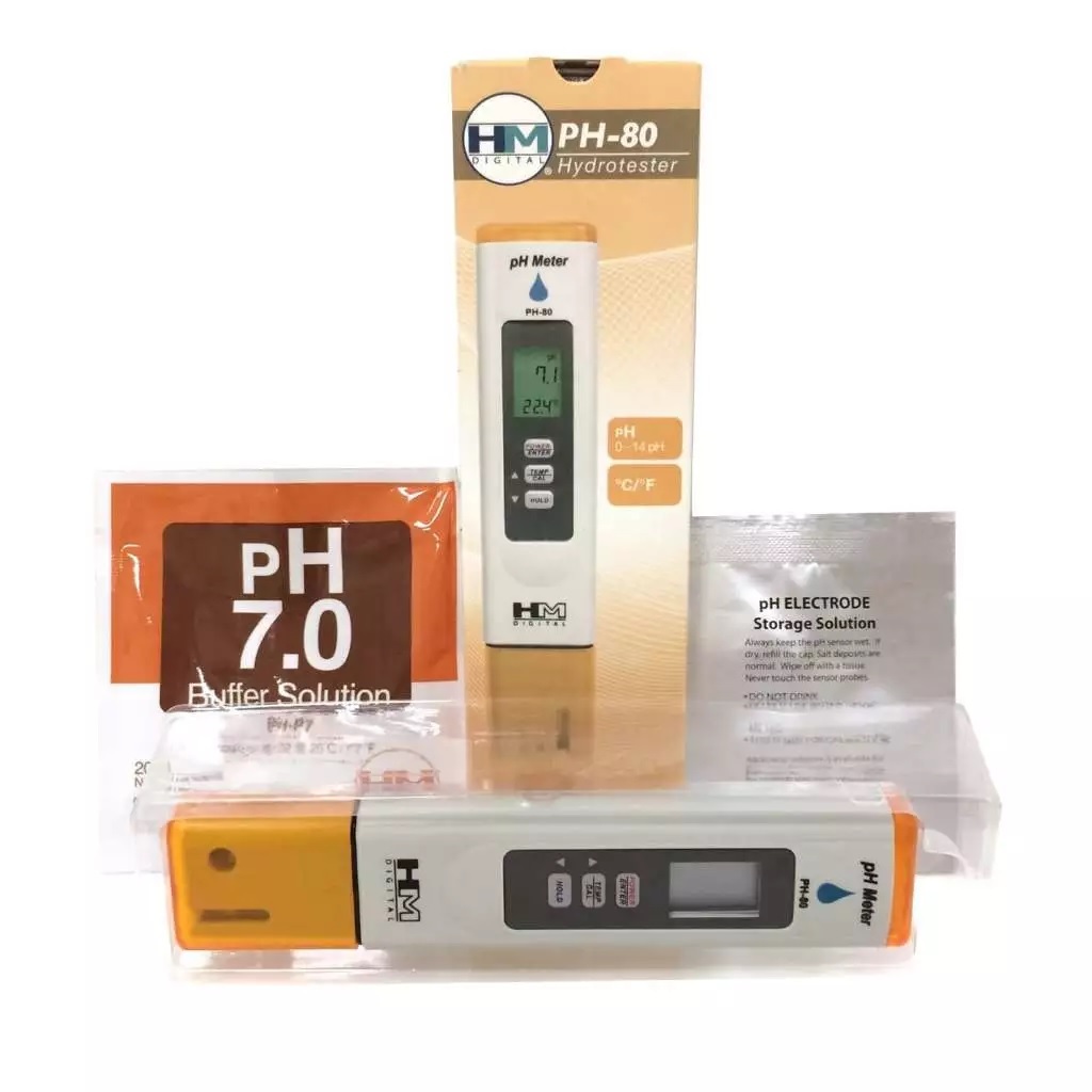 (ส่งด่วน 24 H.) PH&EC Meter ปากกาวัดค่า pH HM Digital PH-80 / COM-80 วัดค่า pH กันน้ำ
