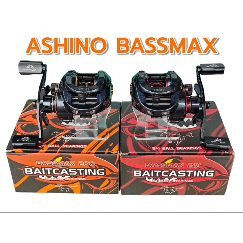รอกหยดน้ำ อาชิโน่ ASHINO BASSMAX 200/201  มีคลิ๊กเสียงปลาลาก ลูกปืน5+1 ระบบหน่วงแม่เหล็ก12เม็ด
