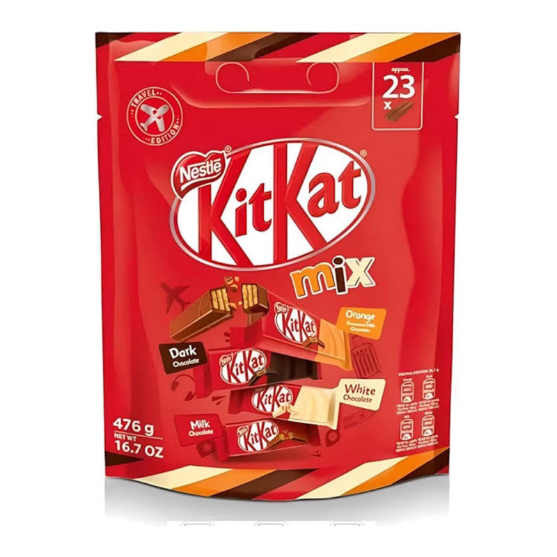 Nestlae Kitkat Mix Bag - Orange, Dark, White, Milk 23 Chocolate Bars 476g