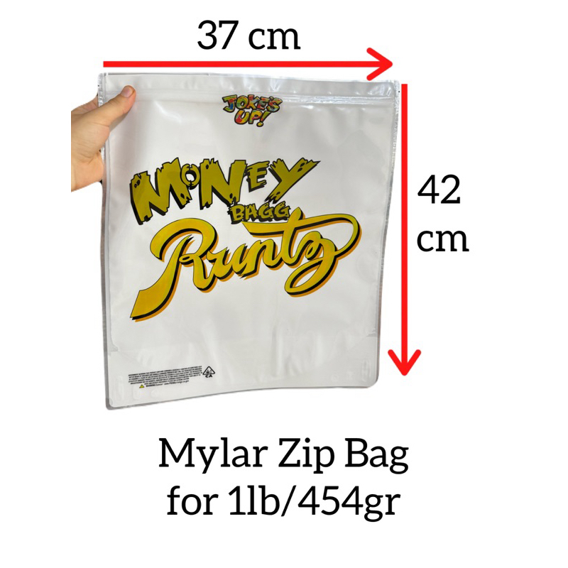 Money Bag Runtz Mylar zip bag size 454 grams / 1 lb