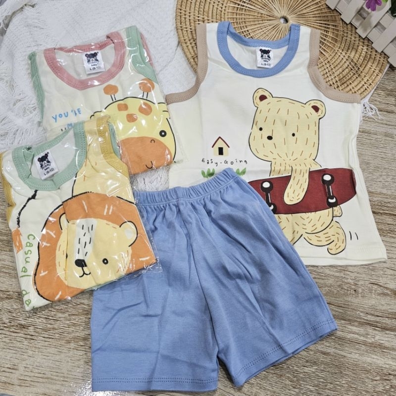 Mami baby ชุดเสื้อกล้าม เสื้อกางเกง สำหรับ3-6m/6-12m/12-18m/24m ผ้าคอตตอนพรีเมี่ยม
