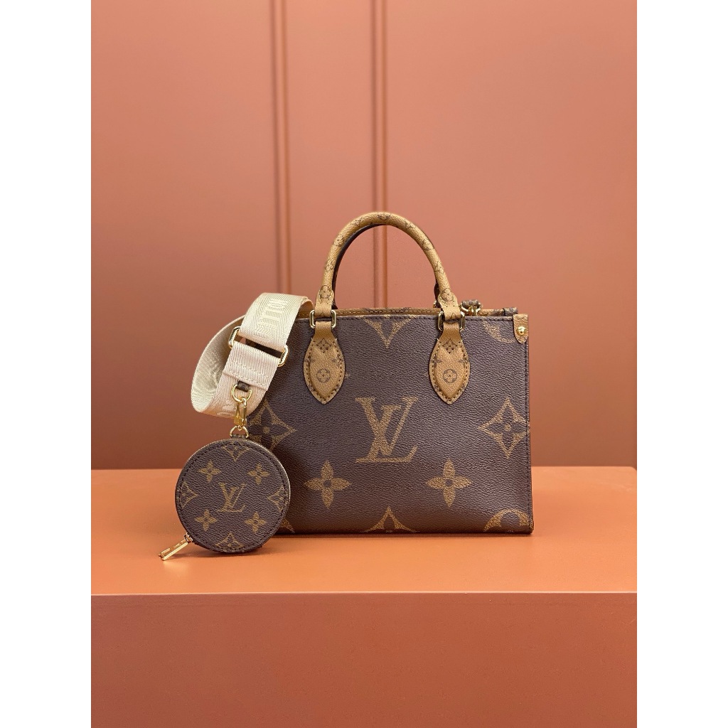 หลุยส์วิตตองLouis Vuitton ONTHEGO กระเป๋าถือขนาดกลาง LV New Tote Bag Mini Size Ladies Messenger Bag