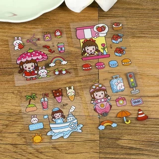 สติกเกอร์ ลายเยอะ น่ารักมาก กันน้ํา ตกแต่งDIY สําหรับสมุดโน้ต ขวดน้ํา ของขวัญ PET