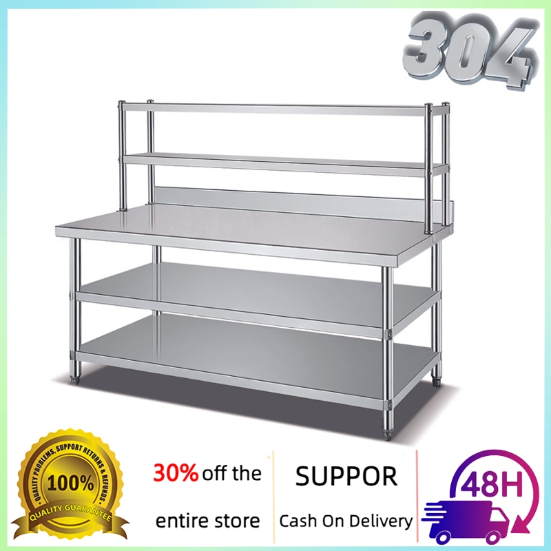 304 โต๊ะสแตนเลส 100/120 โต๊ะวางครัว Stainless steel ขาเตาแก๊ส gas โต๊ะครัว Floor shelf Multifunction โต๊ะ ครัว โต๊ะสแตนเ