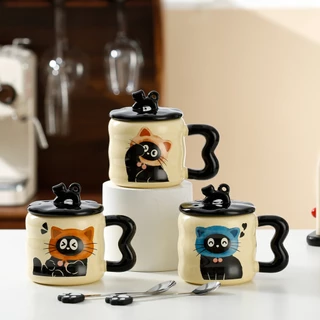 เซตแก้วกาแฟ ลายแมวมุ้งมิ้ง น่ารักราคาดี ชาวออฟฟิศนักเรียนนักศึกษาเหมาะมาก งานเซรามิค