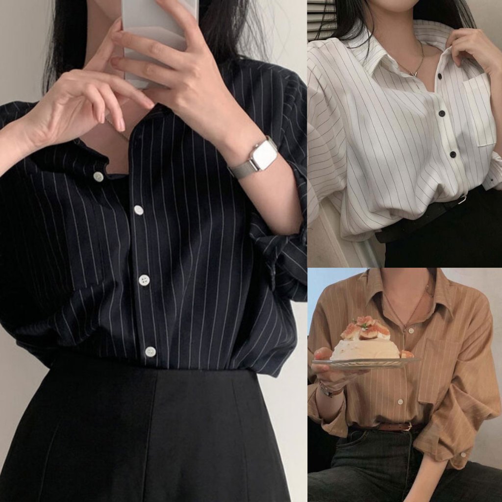 Cuties❤️W421 เสื้อเชิ้ตผู้หญิงแขนยาว เสื้อกระดุมหน้าสไตล์ญี่ปุ่นทํางานแฟชั่นเกาหลีลำลอง  แฟชั่นสตรี สวยเรียบร้อย