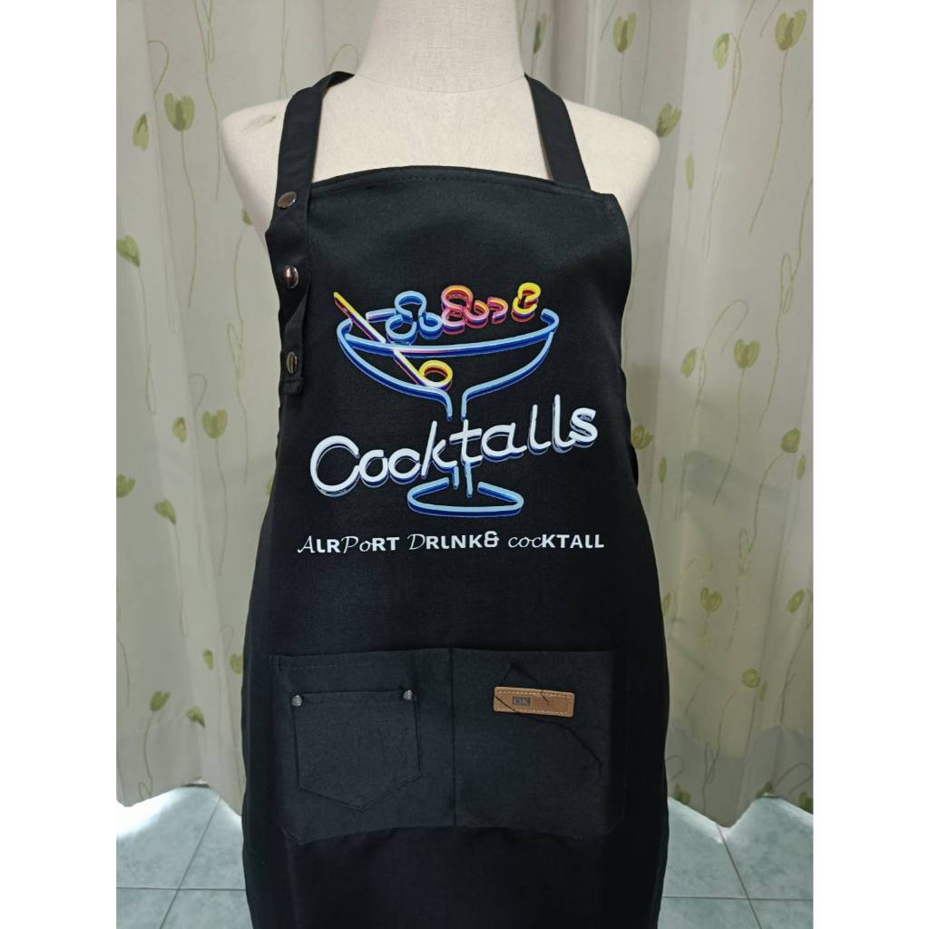 ผ้ากันเปื้อนสกรีนโลโก้ สกรีนชื่อร้าน ผ้าหนา ผ้ากันน้ำ - รูปที่ 3