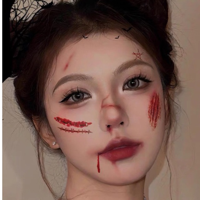 🩸🌼halloween สติ๊กเกอร์รอยแผล แทททูรอยแผล 🌼🩹 มีให้เลือกถึง 10 แบบไม่ต้องรอพรีพร้อมส่งในไทย🇹🇭