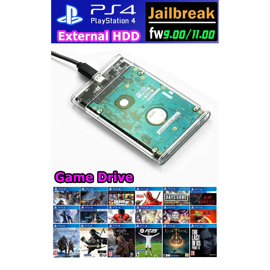 PS4 Accessories : External HDD Game Drive for PS4 เลือกเกมลงได้เต็มความจุ