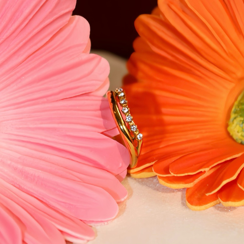 Meraki. Aurora Gem Ring (stainless steel) แหวนสแตนเลส Nickel free, Waterproof