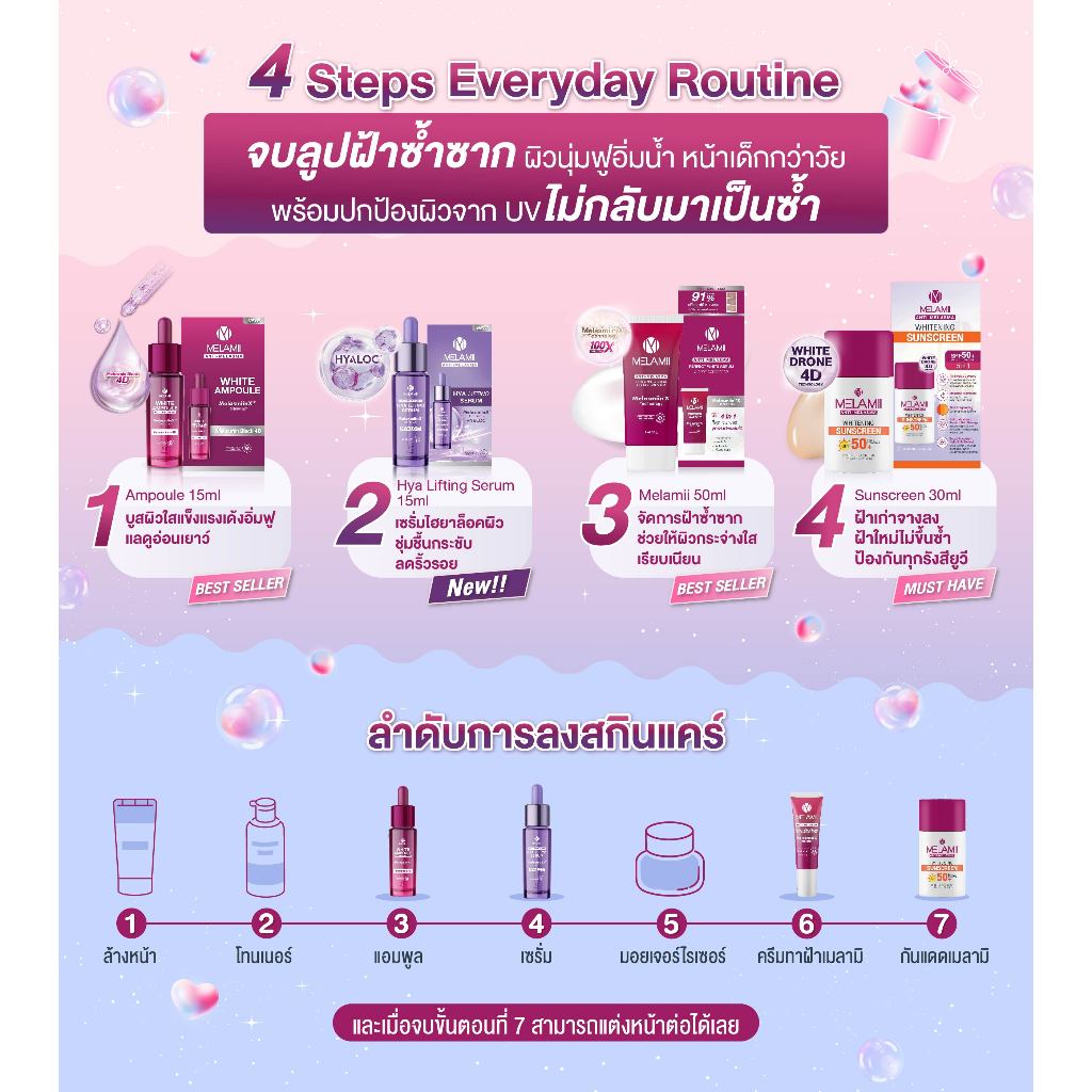 NEW SIZE 50G 3ชิ้น l Melamii เมลามิครีมทาฝ้า กระ จุดด่างดำ - รูปที่ 4