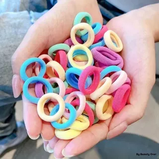 ยางรัดผมเด็ก หนังยางรัดผม พร้อมถุงซิป 100 ชิ้น คละสี ไม่ทำลายเส้นผม ยืดหยุ่นสูง