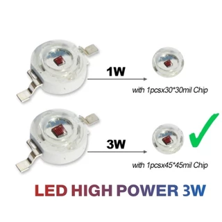 LED High Power 3W หลอดไฟสี DC 2.8 V - 3.4 V